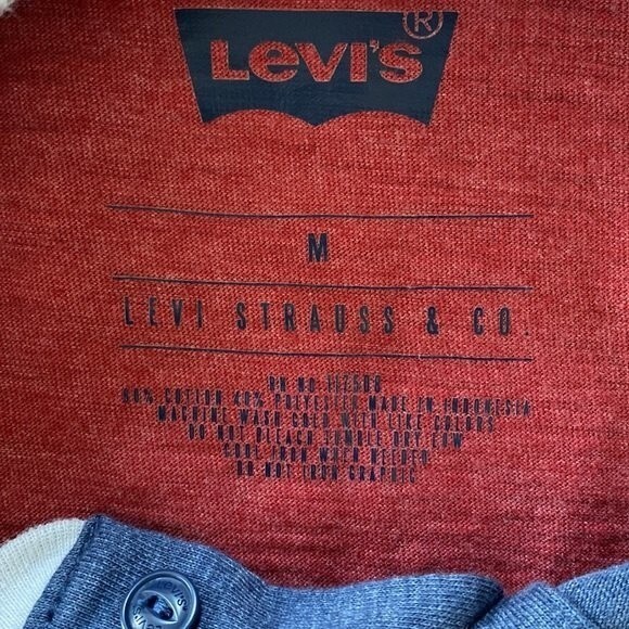 Levi's Long Sleeve Crew Neck Henley Tee Cotton Blend Color Block Lightweight - Picture 3 of 10